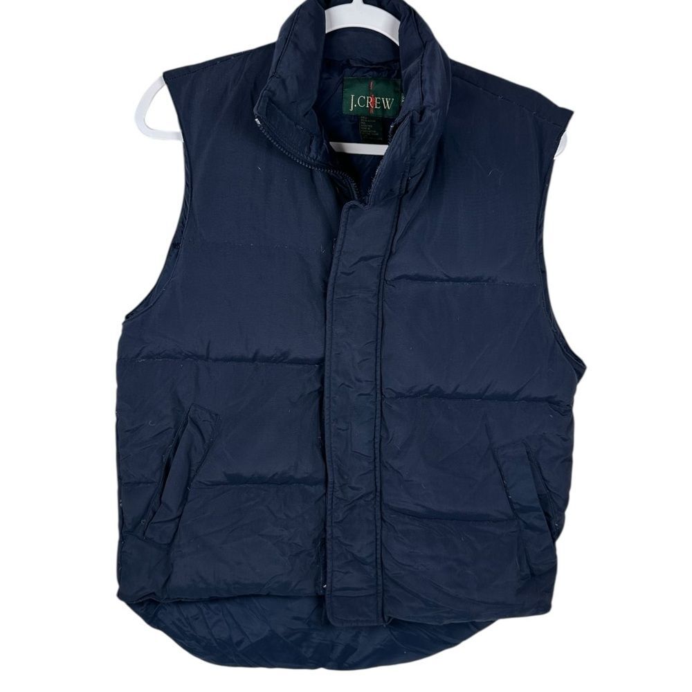J. Crew Vintage Oarsman Navy Nylon Down Fill Sleeveless Fall Puffer Vest Size XS